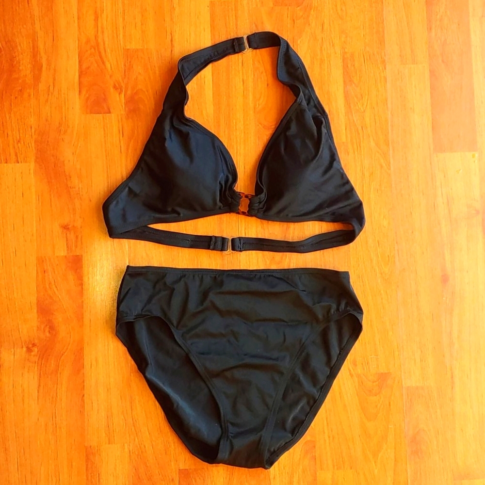 Black 2 piece swim suit Top sz 12 Bottom sz 8